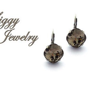 Swarovski Greige Drop Cushion Cut Earrings, 12mm